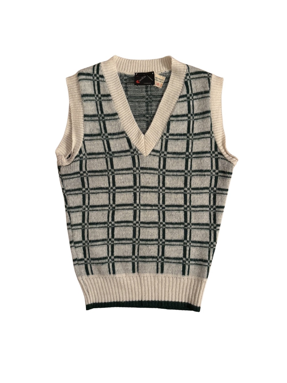 Candide Vintage 1970’s Classic Plaid V-Neck Mohair Vest